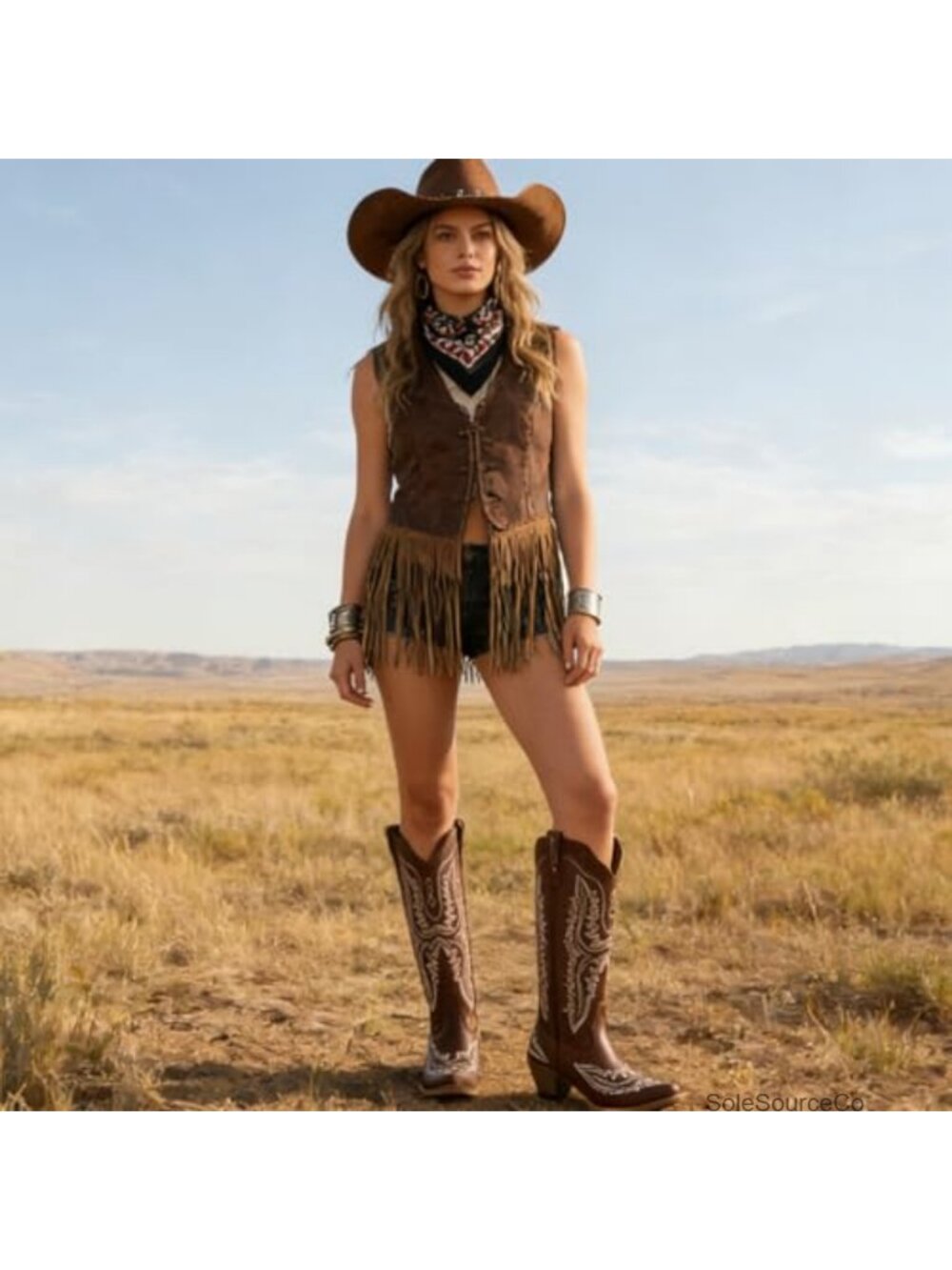 Cowboy Boots for Women Knee High Snip Toe Chunky Heel Western Boots with - Picture 5 of 6